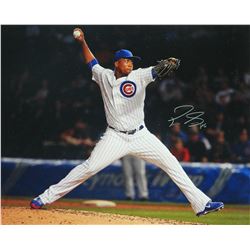 Pedro Strop Signed Cubs Pitching Action 16X20 Photo