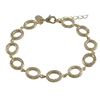 Image 1 : Gold Plated Brass Open Textured Ovals With White CZ Bracelet, 7.5" 1"