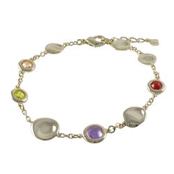 Gold, Multi Colored CZ Bracelet Brass
