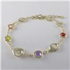 Image 2 : Gold, Multi Colored CZ Bracelet Brass