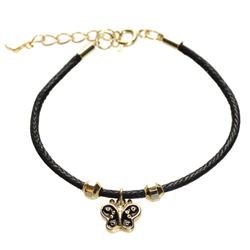 Black Enamel Butterfly On Black Cord Bracelet