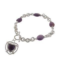 Amethyst Quartz Heart Bracelet