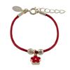 Image 1 : Red Enamel Flower On Red Cord, Gold Plated Brass Bracelet, 5