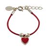 Image 1 : Red Enamel Heart On Red Cord, Gold Plated Brass Bracelet, 4