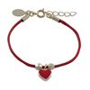 Image 1 : Red Enamel Heart On Red Cord, Gold Tone Brass Bracelet, 6