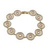 Image 1 : Matte Two Tone Brass Open Circle CZ Bracelet With Fold-Over Clasp, 7.25"