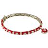 Image 1 : Red Enamel Flowers With Flower Charm Gold Tone Brass Bangle
