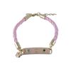 Image 2 : Lt. Pink Enamel Bar With Multi Color Flowers Pink Cord Bracelet Brass