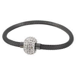 Black-Tone Stainless Steel Crystal Mesh Magnet Bracelet