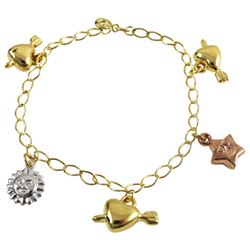 Gold Filled Tri Color Charm Bracelet