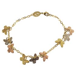 Gold Filled Tri Color Butterfly Bracelet