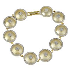 Two Tone Brass 14Mm Circles With CZ Bracelet, 7.25