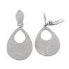 Image 1 : Sterling Silver Teardrop Clip Earrings, White CZ Pave, 1.93