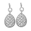 Image 1 : Rhodium Plated Sterling Silver Filigree Teardrop Post Earrings, 1.89"