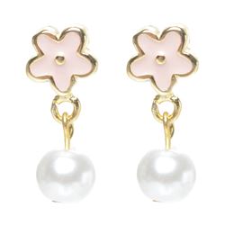 Gold Flower Earringsw Pearl