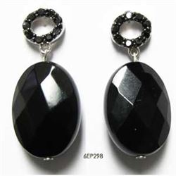 Sterling Silver-Blk Earrings