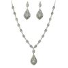 Image 1 : Sterling Silver CZ Teardrop Marquise Dangle Post Earrings, 1.46"