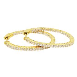 Gold Plated Sterling Silver Oval CZ Hoop Earrings