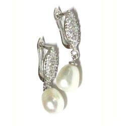 Sterling Silver White CZ Earringsw Pearl