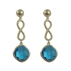 Brass Gold Aqua CZ Earrings-.925 Post