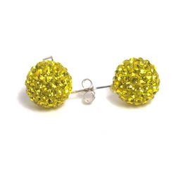 Sterling Silver Yellow Crystal 6Mm Post Earrings