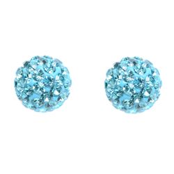 Sterling Silver Aqua Crystal 8Mm Post Earrings