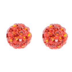 Sterling Silver Red Crystal 8Mm Post Earrings