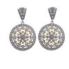 Image 1 : Sterling Silver Two Tone 20Mm Circle Post Earrings With Flower Filigree Design White CZ -1.26