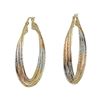 Image 1 : Tri Color Three Ring Brass Hoop Earrings, 43Mm Long