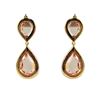 Image 1 : Gold Tone Sterling Silver Champagne Teardrop Stone Post Earrings -1.3"