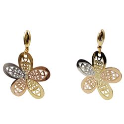 Gold Filled Tri Color Flower Post Earrings