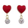 Image 1 : Sterling Silver Gold Red Enamel Heart With Crystal Ball