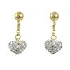 Image 1 : Sterling Silver-Gold, White Shamballa Heart Earrings