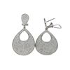 Image 1 : Sterling Silver Teardrop Post Clip Earrings White Czs Pave, 49Mm Long