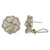 Image 1 : Two Tone Sterling Silver White CZ 18Mm Flower Post Clip Earrings