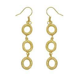 Gold Plated Brass Hanging Ovals Fish Hook Earrings