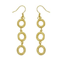 Gold Plated Brass Hanging Ovals Fish Hook Earrings