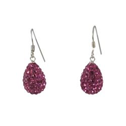 Sterling Silver 9X12mm Pink Crystal Drop Earrings