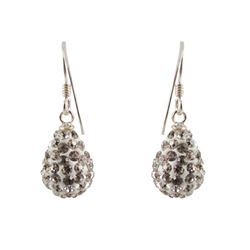 Sterling Silver 9X12mm White Crystal Drop Earrings