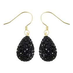 10X14mm Black Crystal Teardrop Wire Earrings