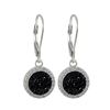 Image 1 : Rhodium Plated Sterling Silver, 11Mm Round Circle, Grey 8Mm Druzy Natural Stone With CZ Border, Leve