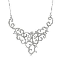 Rhodium Plated Sterling Silver CZ Necklace, 16