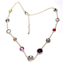 Multi Color CZ Gold Tone Brass Necklace 16 2