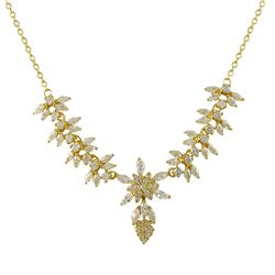 Gold Over Sterling Silver, White CZ, Holiday Necklace