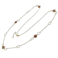 Champagne CZ, Gold Tone Brass Necklace, 36