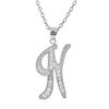 Image 1 : Sterling Silver CZ N Initial - Silver/White