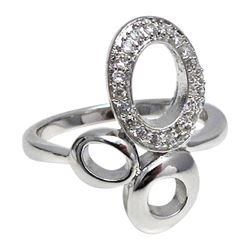 Sterling Silver Three Circles With CZ Ring Size 7