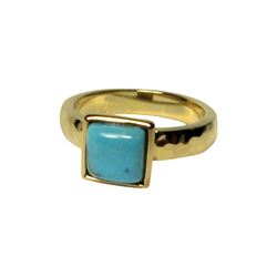 Brass Square Turq CZ Ring