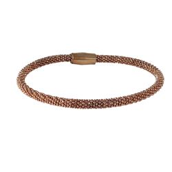 Rose Over Stainless Steel Mesh Magnet Bangle Bracelet- 7