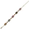 Image 2 : Multi Color Sliced Glass Oval Stones Set In Gold Plated Brass With CZ Border, Bracelet, 7.5&Quot; 1&